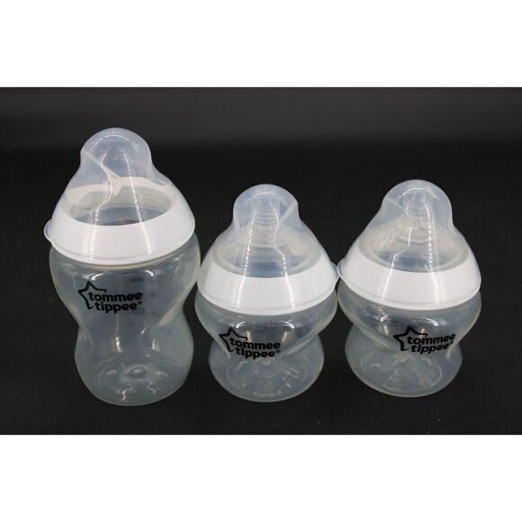 Tommee Tippee Closer to Nature 2 5oz. & 1 9oz Baby Bottles Rings Nipples Covers - Picture 1 of 11